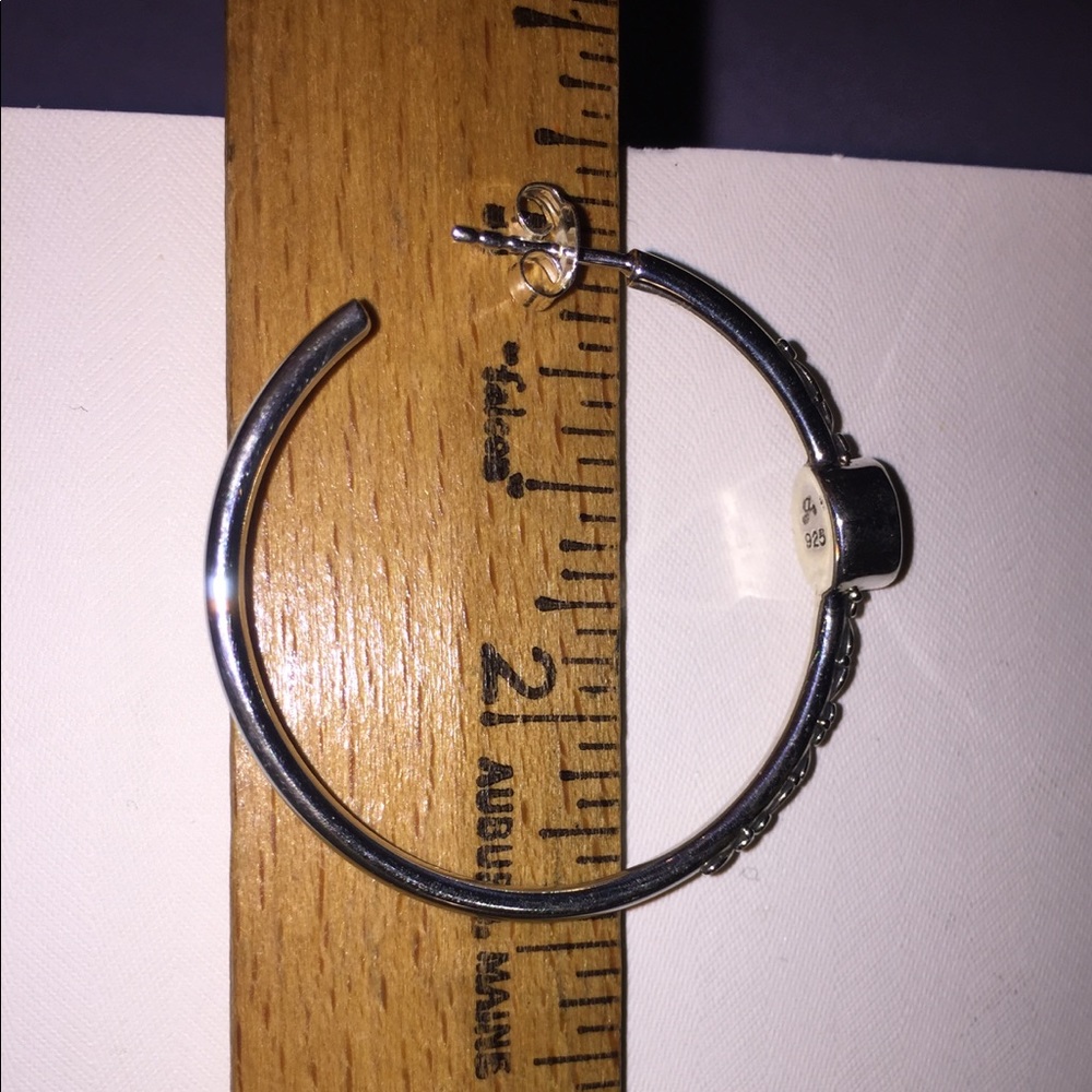 Samuel B. Sterling/amethyst hoop earrings - Picture 6 of 6